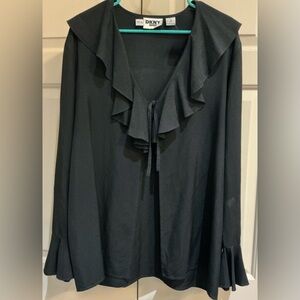 DKNY Black Ruffle Blouse